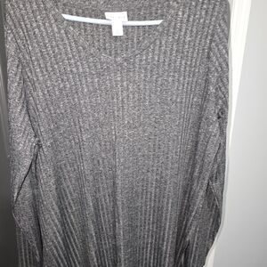 Ava & Viv Charcoal Ribbed Knit Top